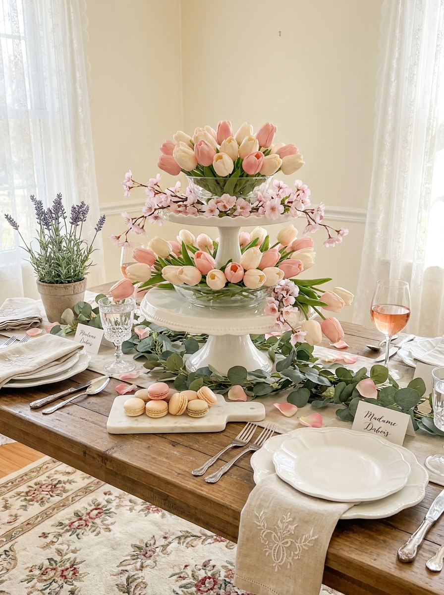 Cake Stand Layered Spring Garden Display
