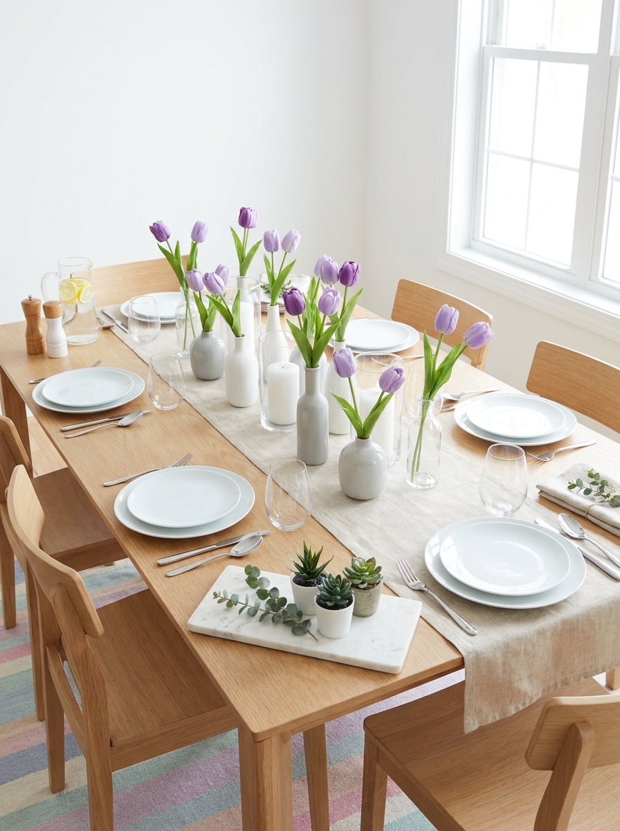 Clustered Bud Vases Spring Tablescape