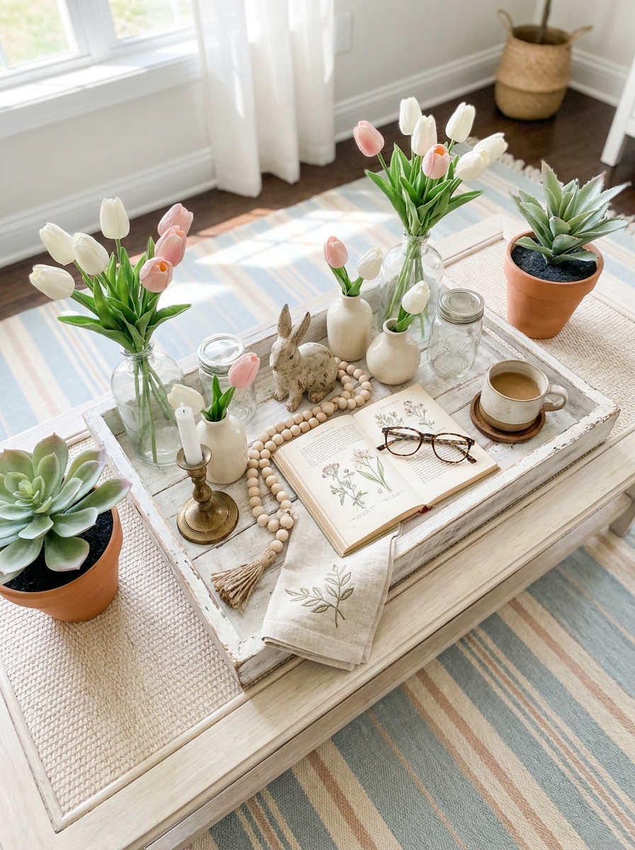 Distressed Wooden Tray Garden Display