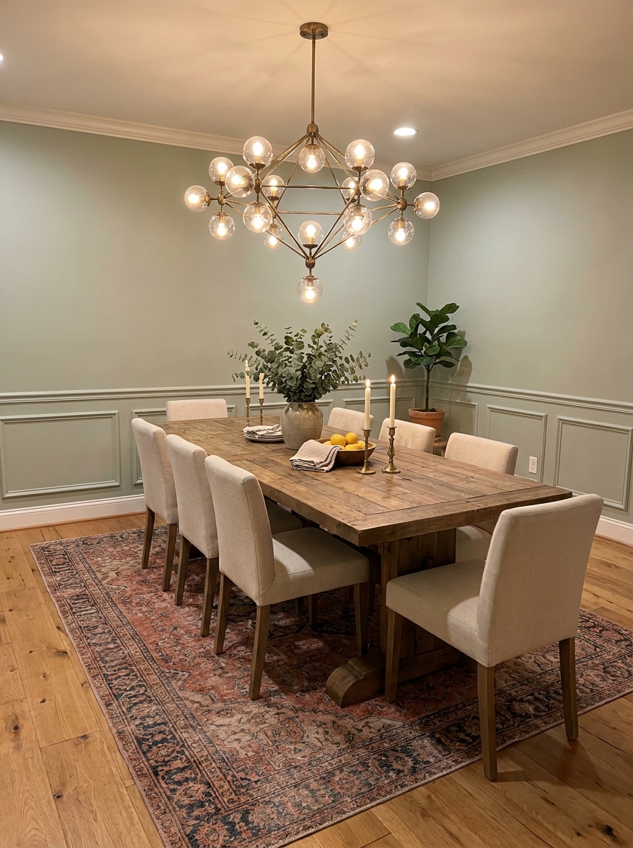 Statement Chandelier Over the Dining Table