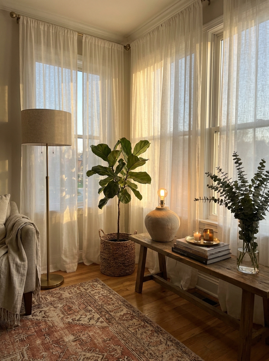 Natural Light Maximizers: Sheer Curtains Meet Strategic Fixtures