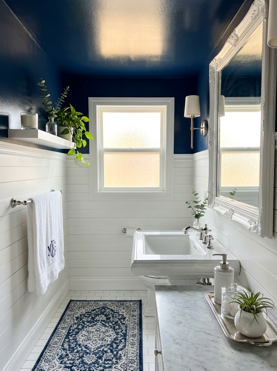 Paint the Ceiling a Glossy or Contrasting Color
