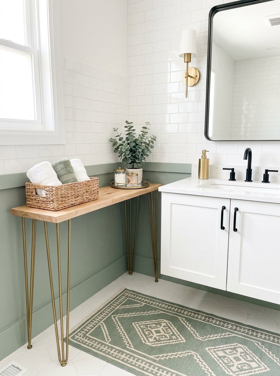Add a Narrow Console Table or Stool for Function