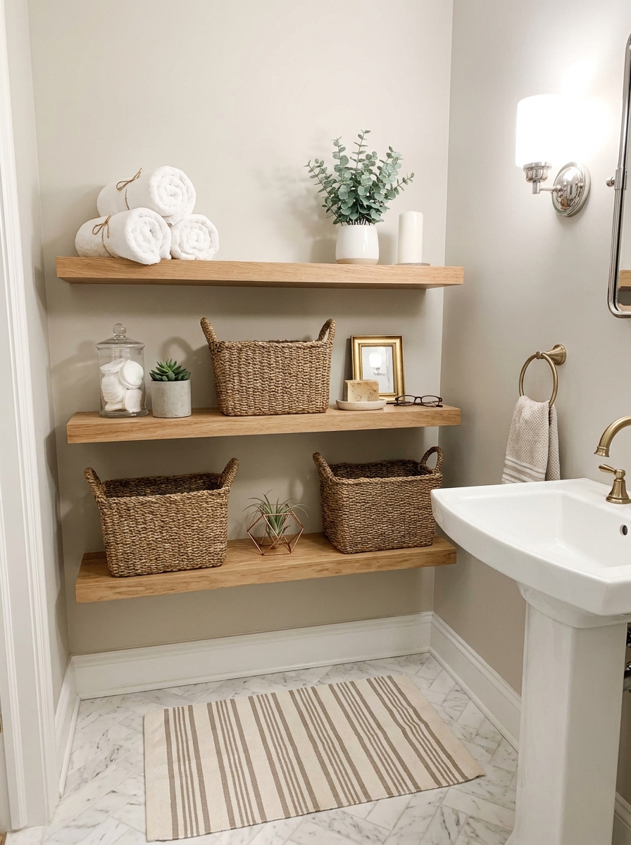 Install Open Shelving with Styled Baskets