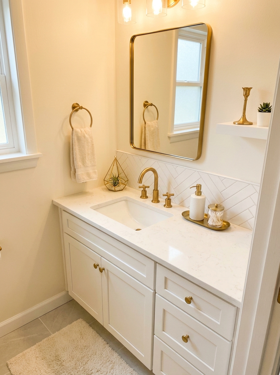 Add Warm Brass or Gold Accents