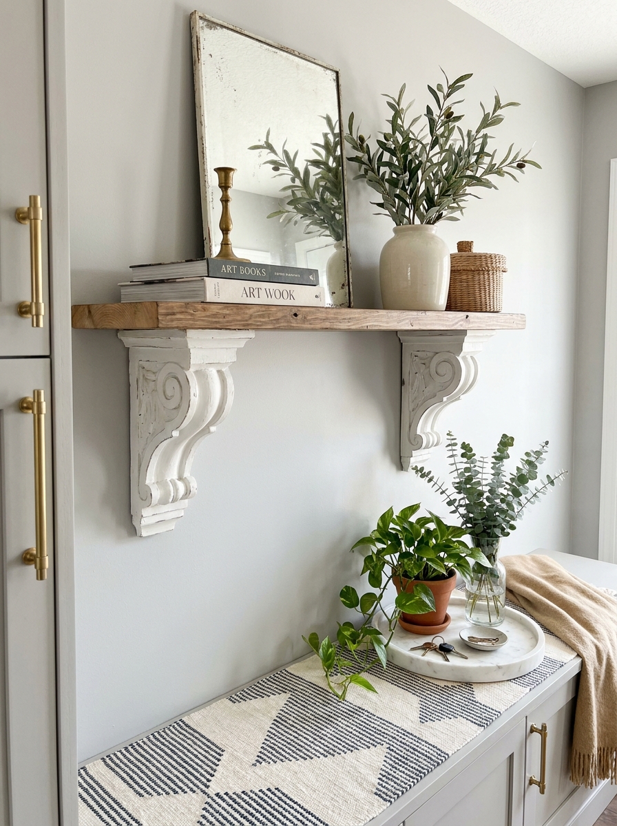 Use Architectural Corbels as Unexpected Shelf Brackets
