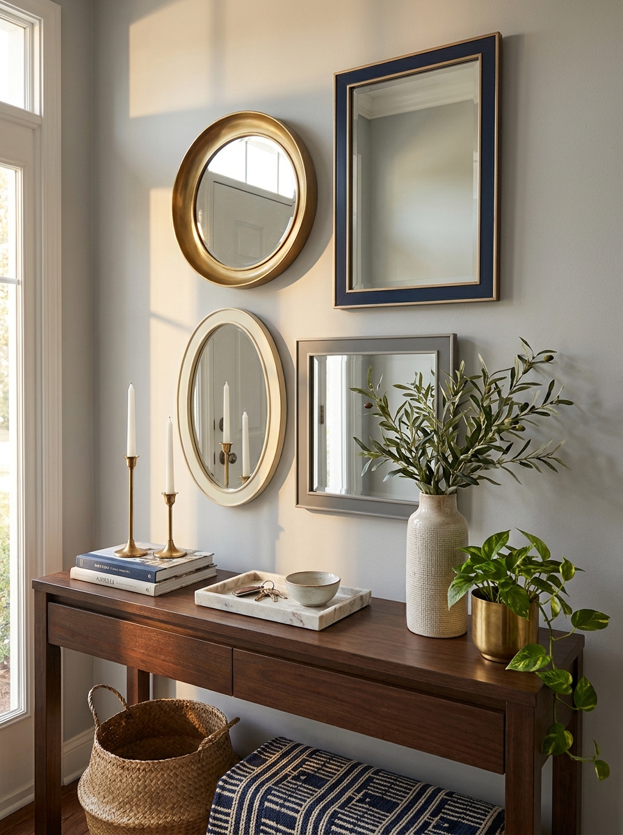 Cluster Mirrors of Different Sizes on One Wall