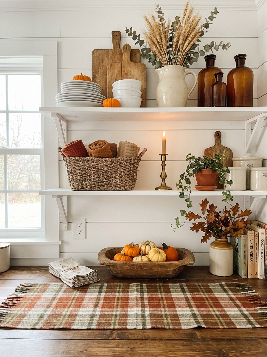 Style Your Kitchen Open Shelving with Seasonal Swaps