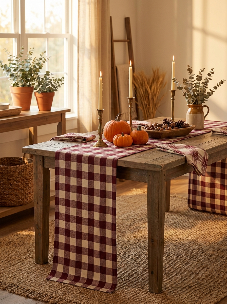Drape a Plaid Table Runner Down Your Dining Table