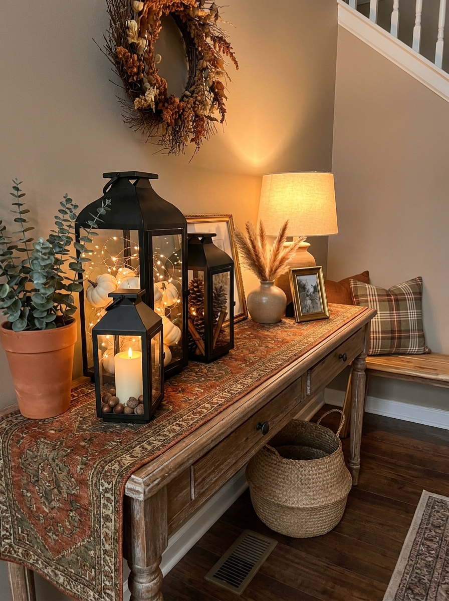 Bring in Lanterns and Fill Them with Seasonal Elements