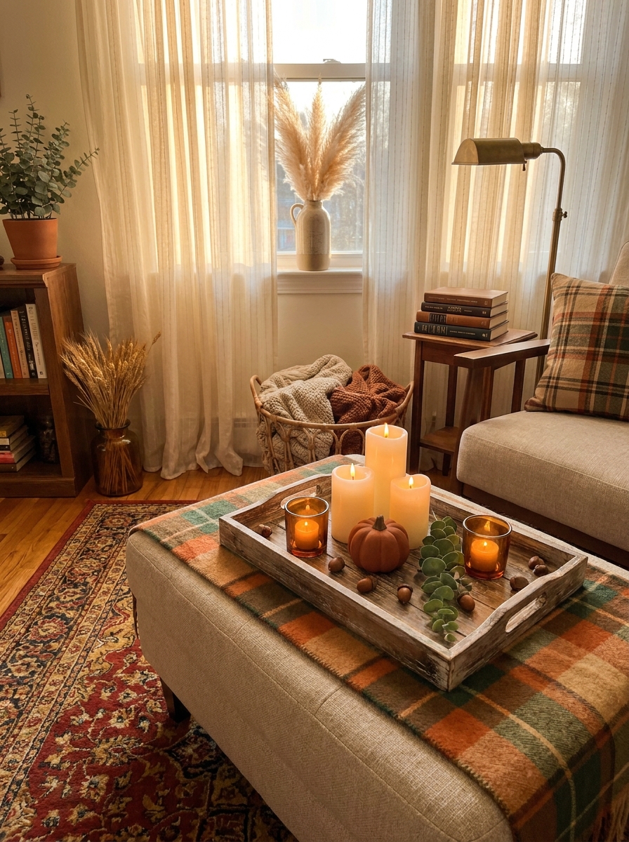Cluster Candles on a Vintage Tray for Instant Ambiance