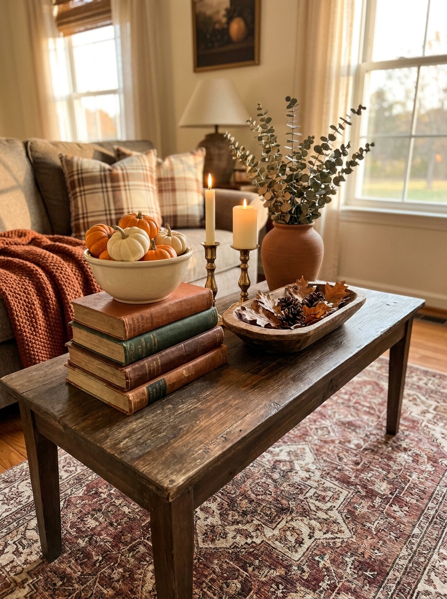 Tuck Vintage Books Under Bowls and Behind Seasonal Displays