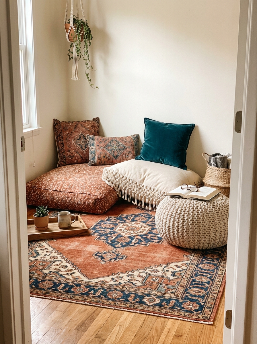 Bohemian Floor Cushion Reading Nest