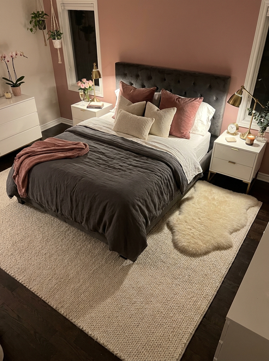 Add a Soft Area Rug Under Your Bed