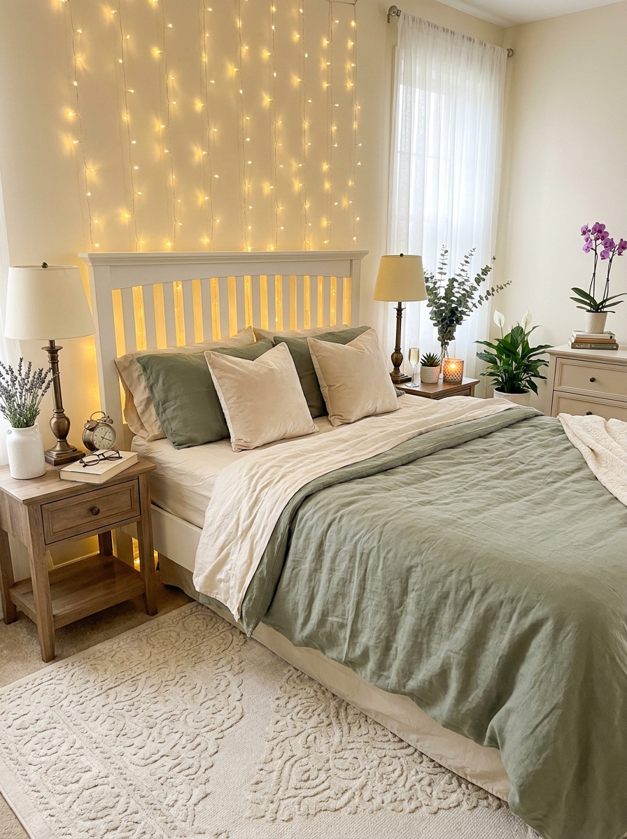 Hang String Lights Behind Your Headboard
