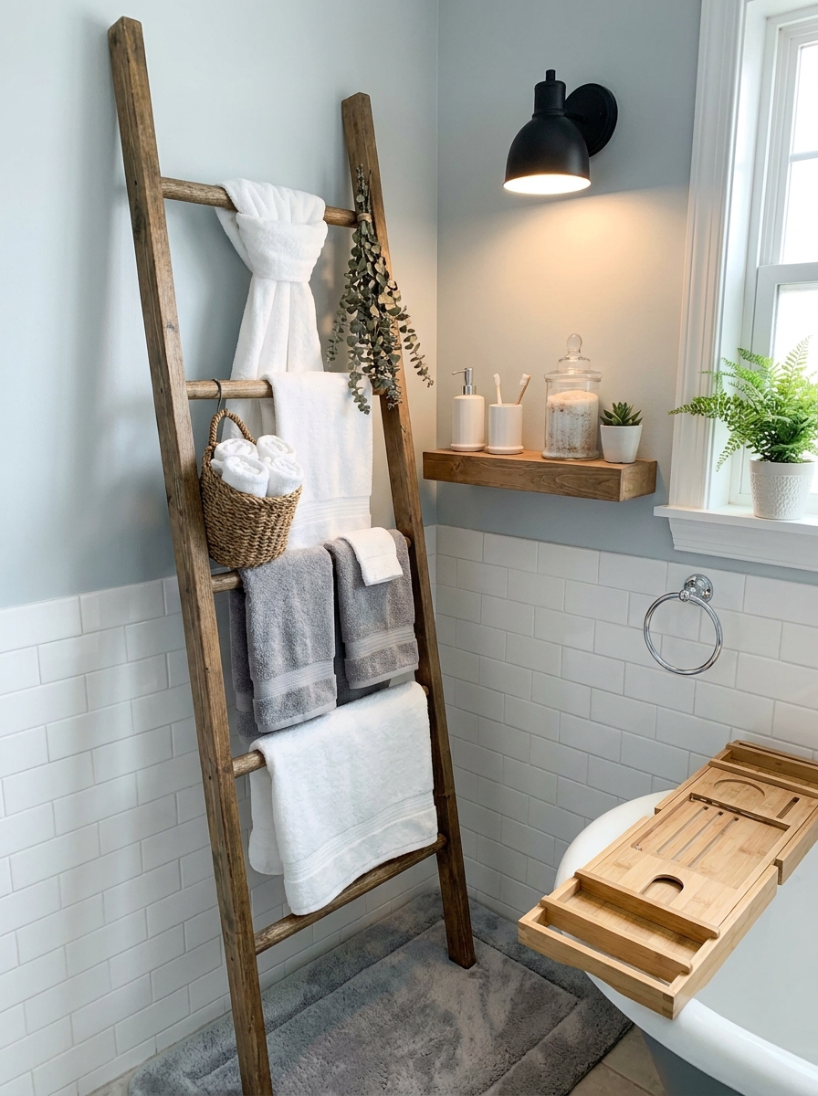 Towel Ladder Leaning Against the Wall