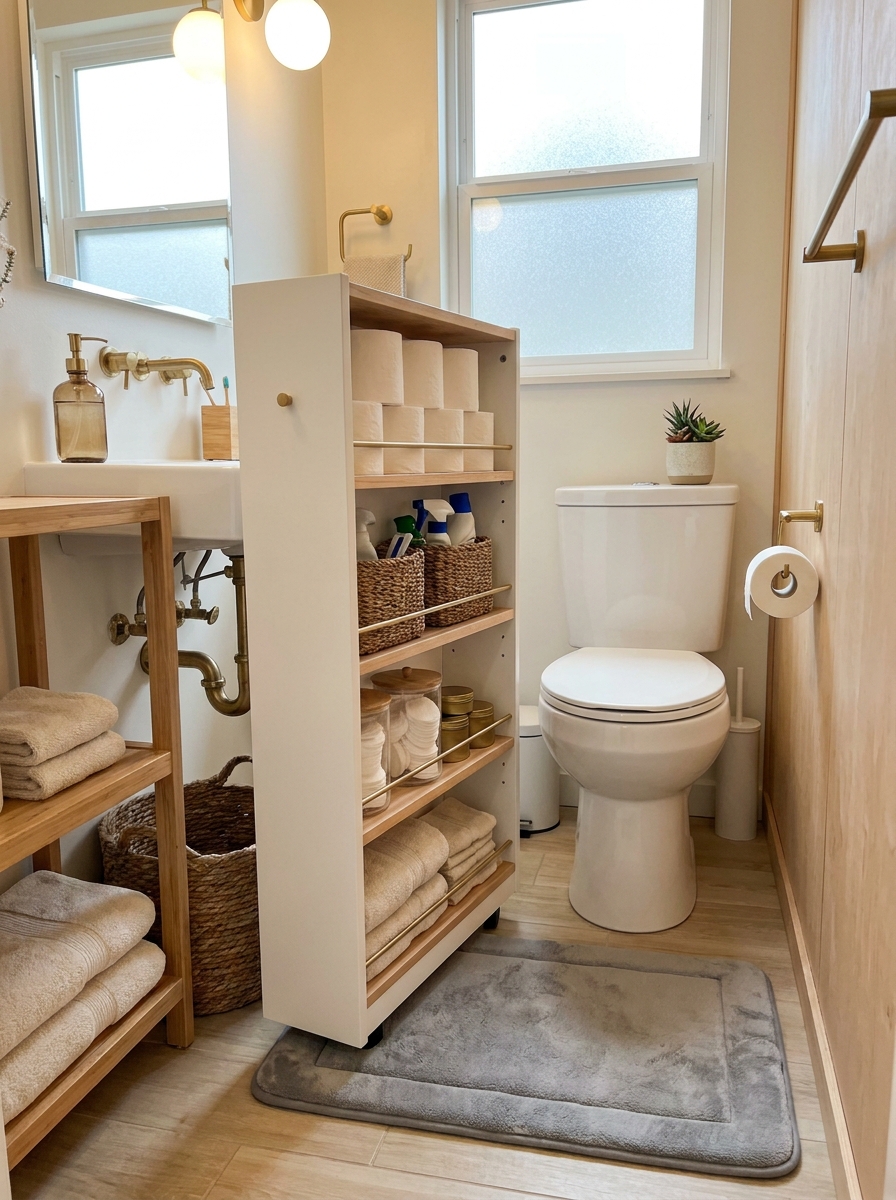 Slim Cabinet Between Toilet and Wall