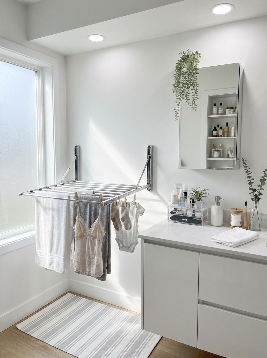 Wall-Mounted Fold-Down Drying Rack