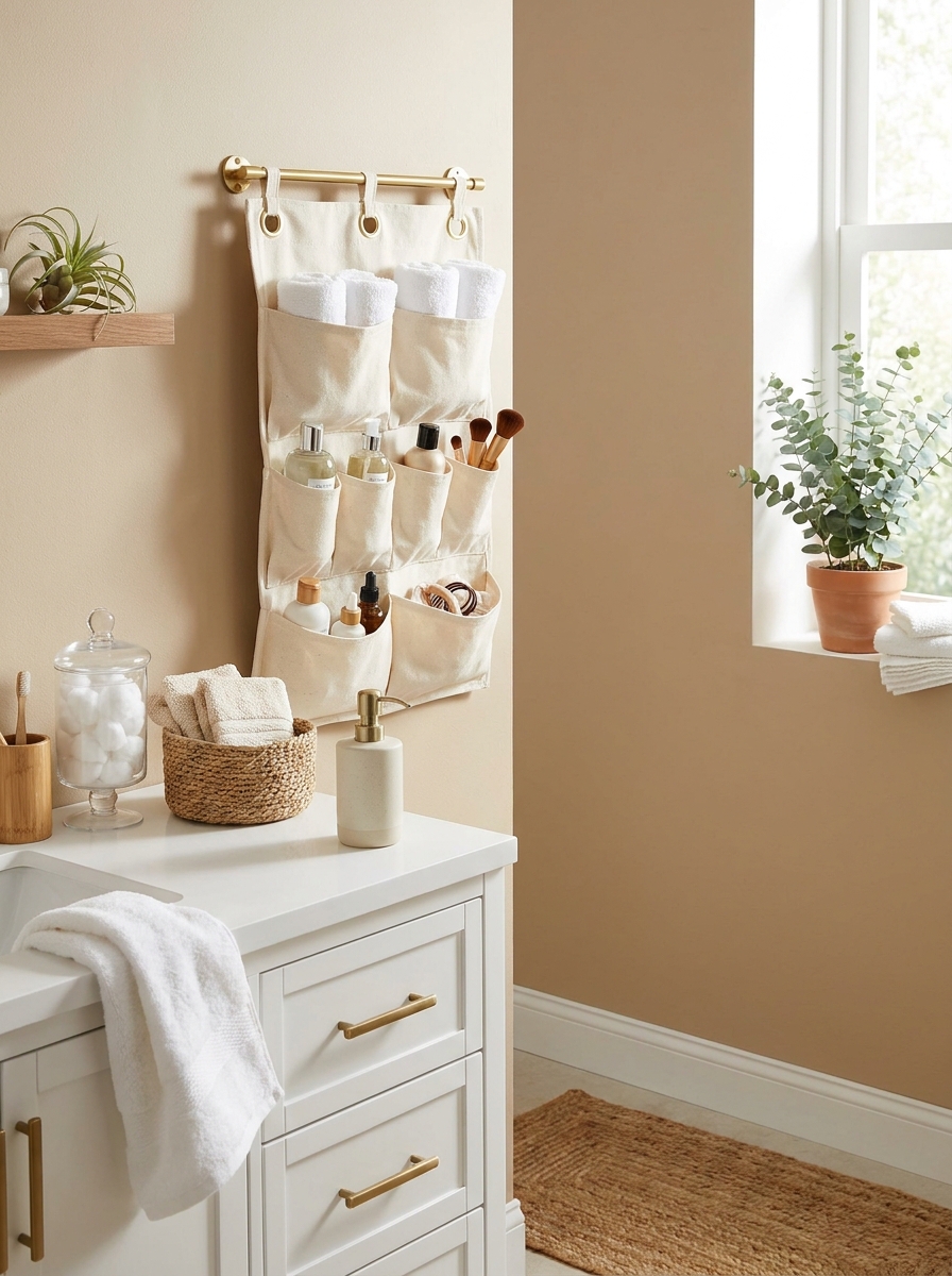 Hanging Fabric Pockets on Unused Wall Space