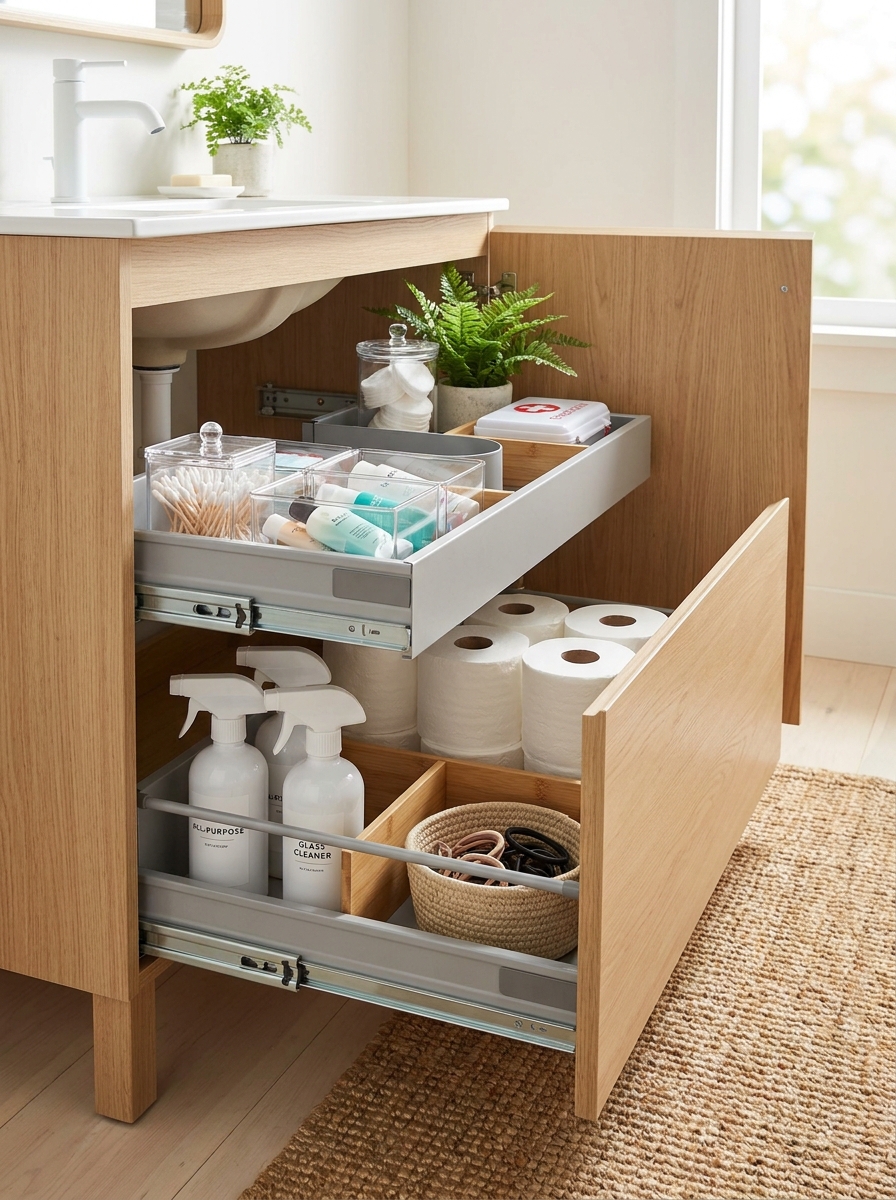 Under-Sink Sliding Drawer Organizers