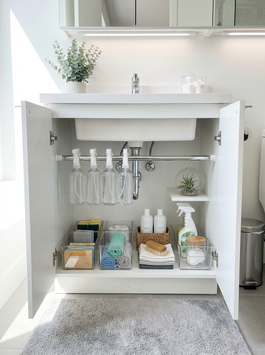 Tension Rod Storage Under the Sink