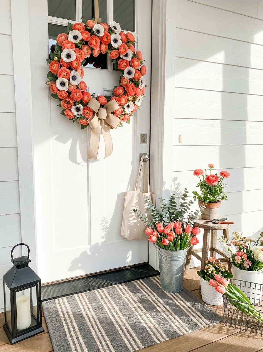 Bold Ranunculus and Anemone Statement Wreath