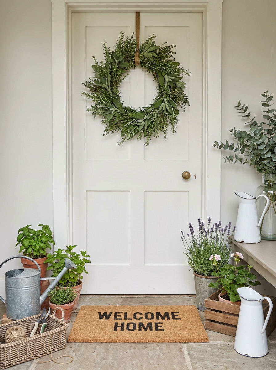 Fresh Herb Garden Kitchen Door Wreath