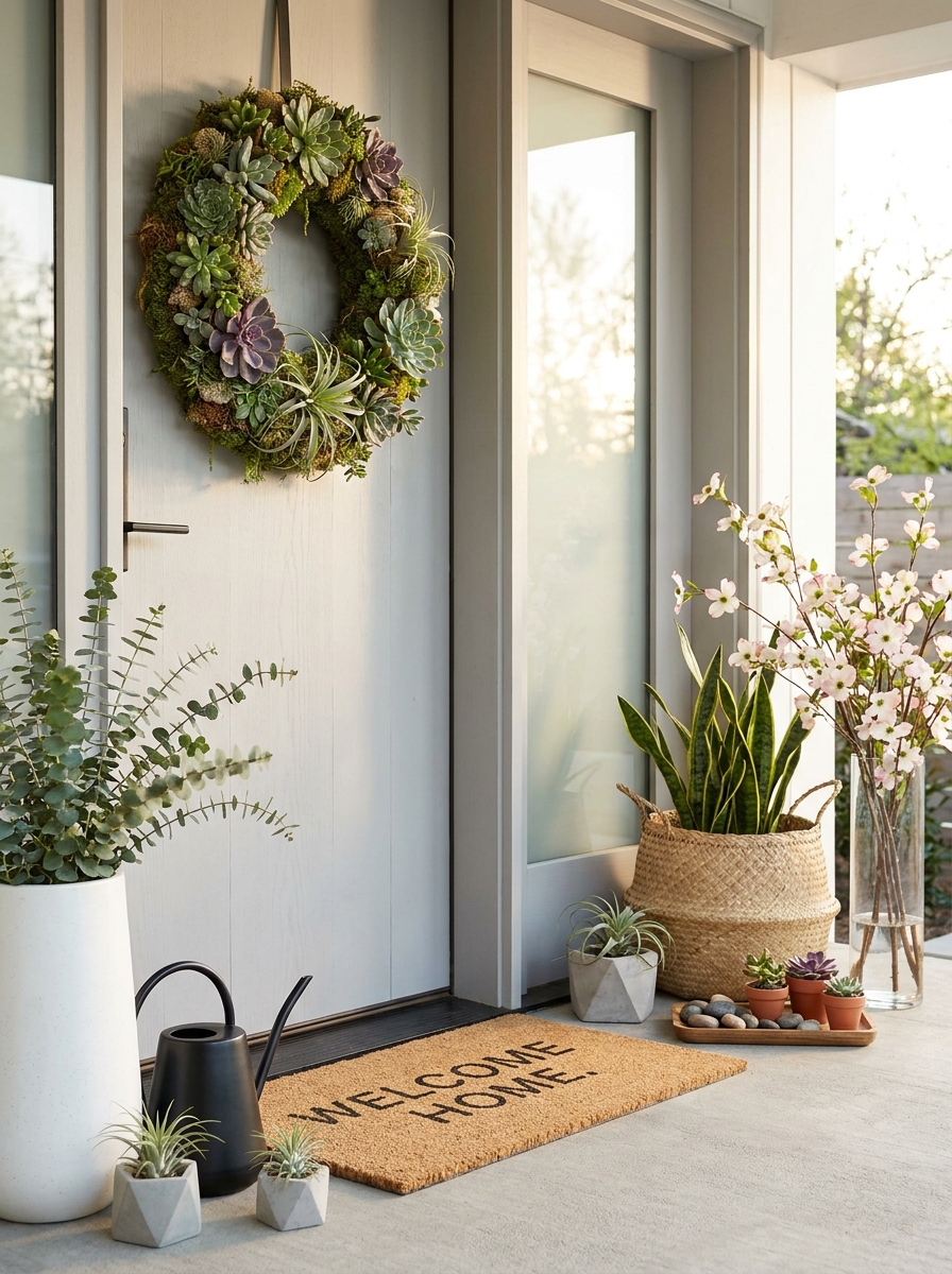 Textured Moss and Succulent Living Wreath