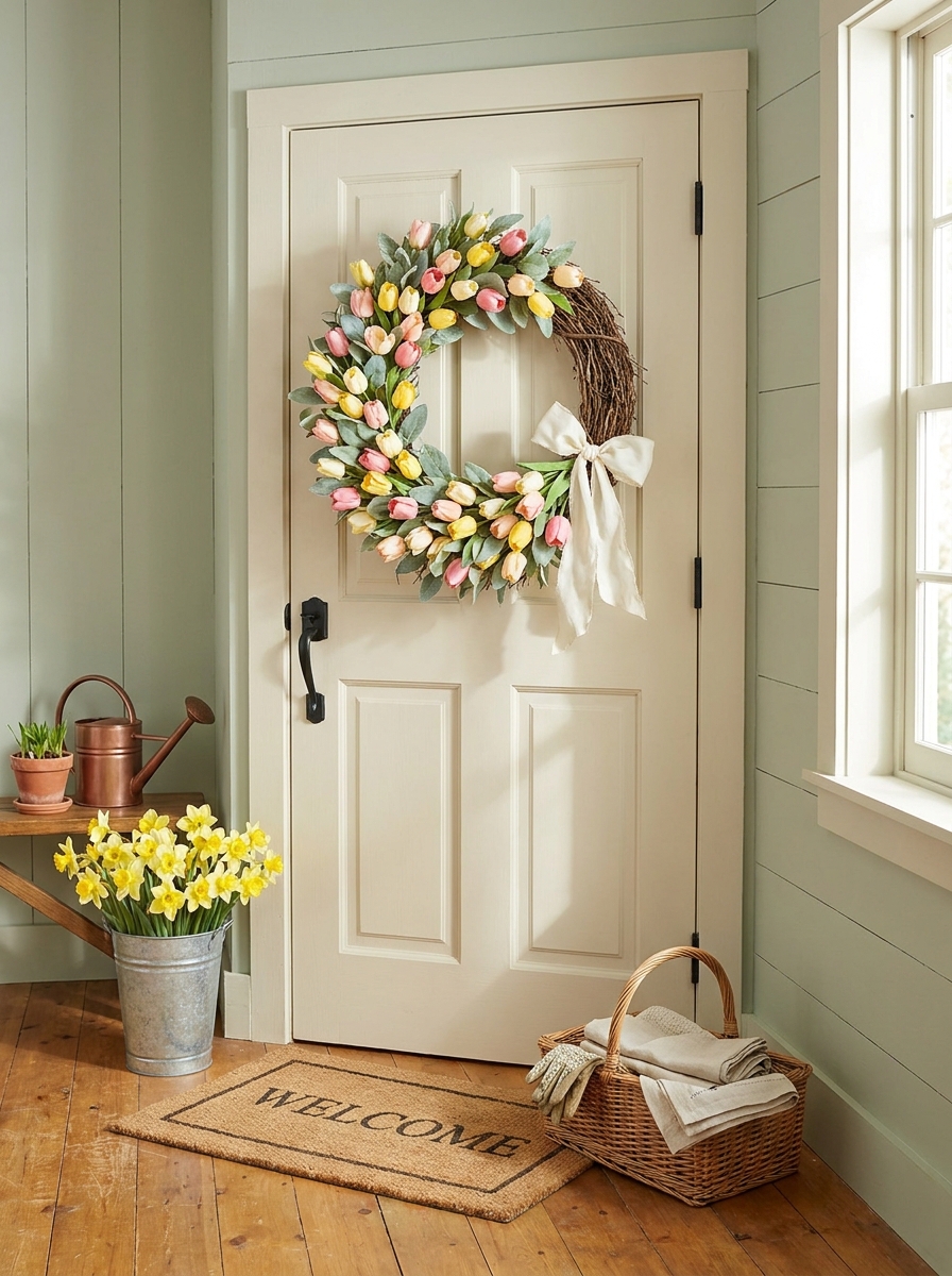 Classic Tulip and Grapevine Wreath