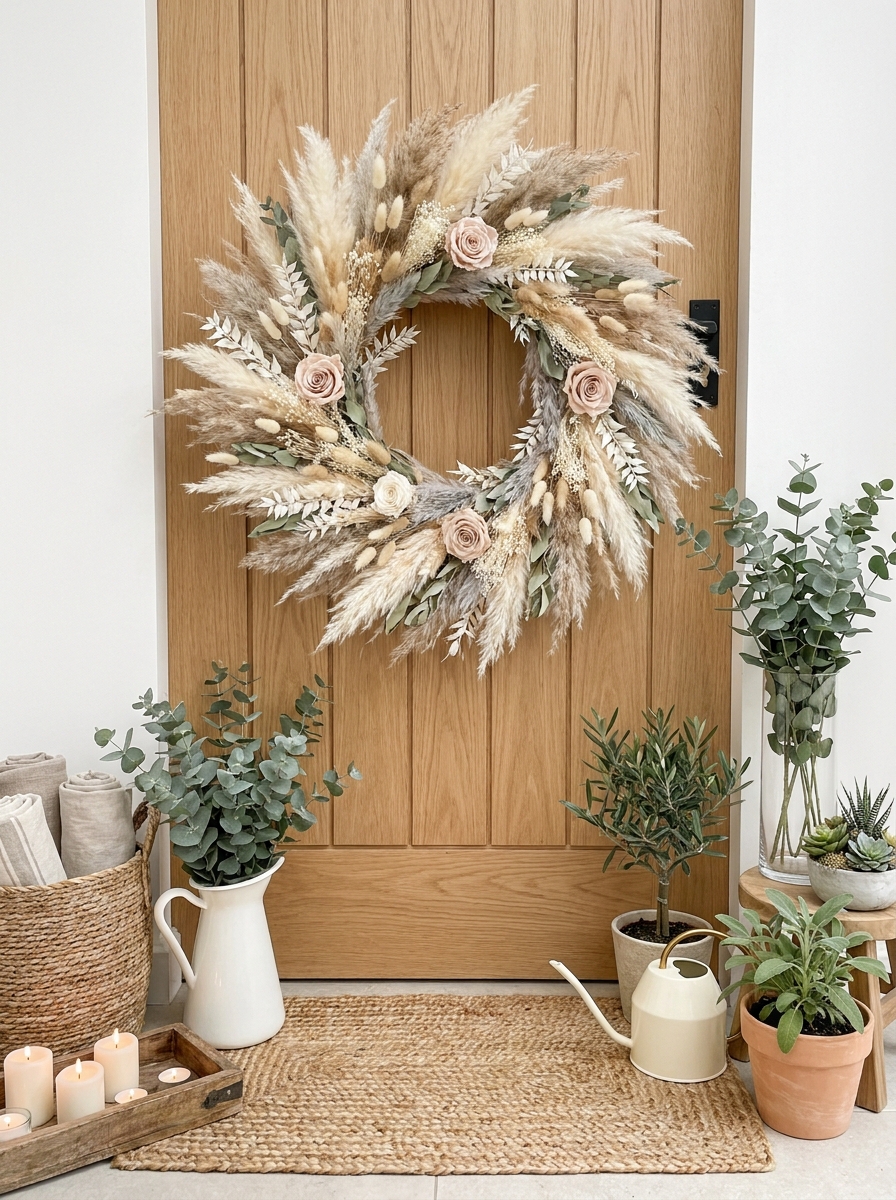 Dried Flower and Pampas Grass Neutral Wreath