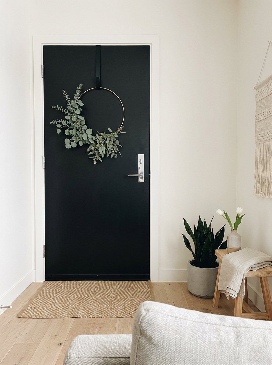 Modern Minimalist Hoop Wreath with Eucalyptus