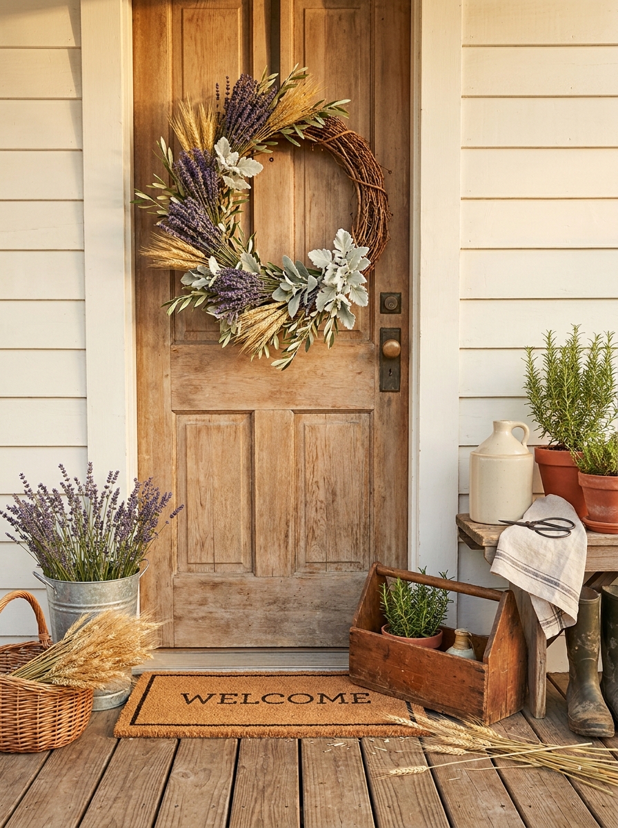 Rustic Lavender and Wheat Bundle Wreath