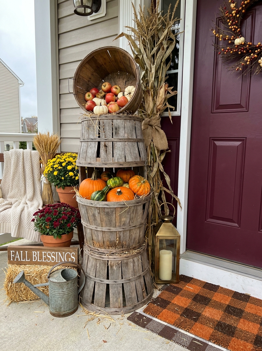 Harvest Bushel Basket Tower