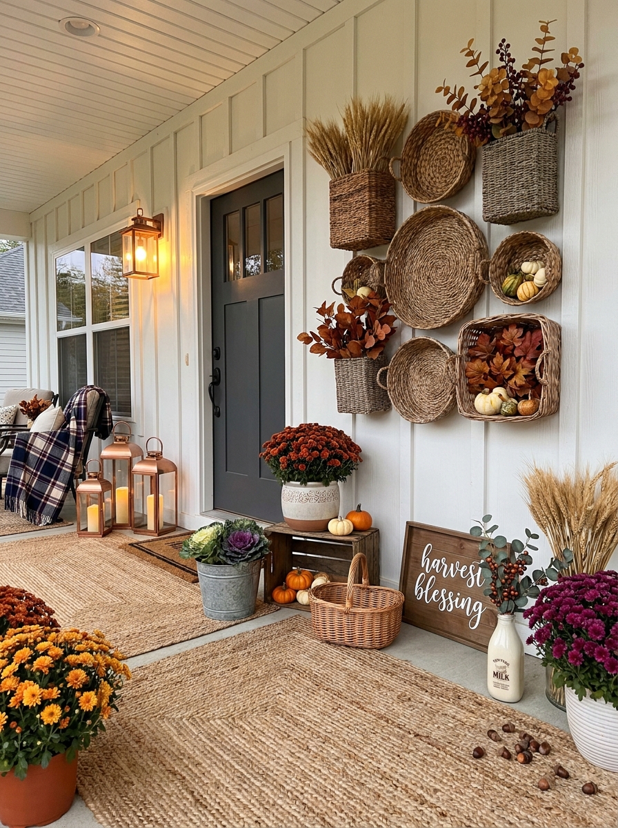 Woven Basket Wall Grid Display