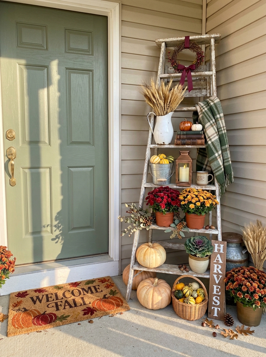 Stacked Ladder Shelf Harvest Display