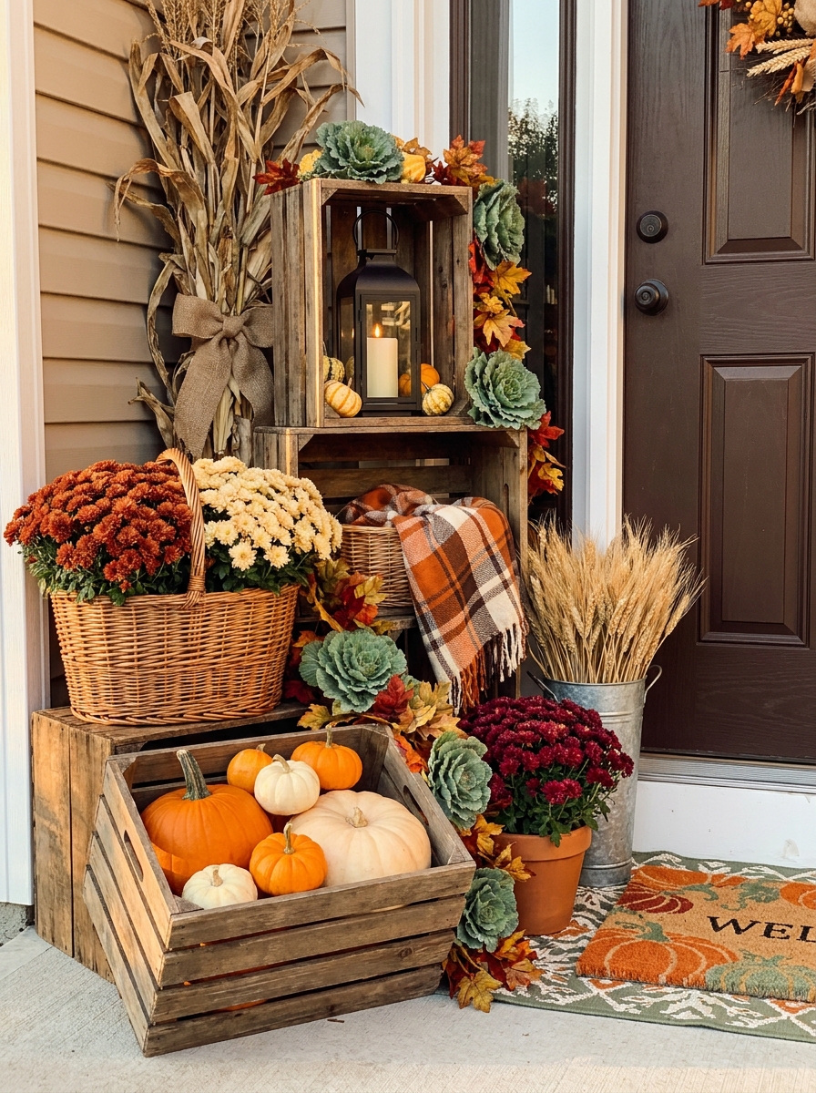 Stacked Crate and Basket Display