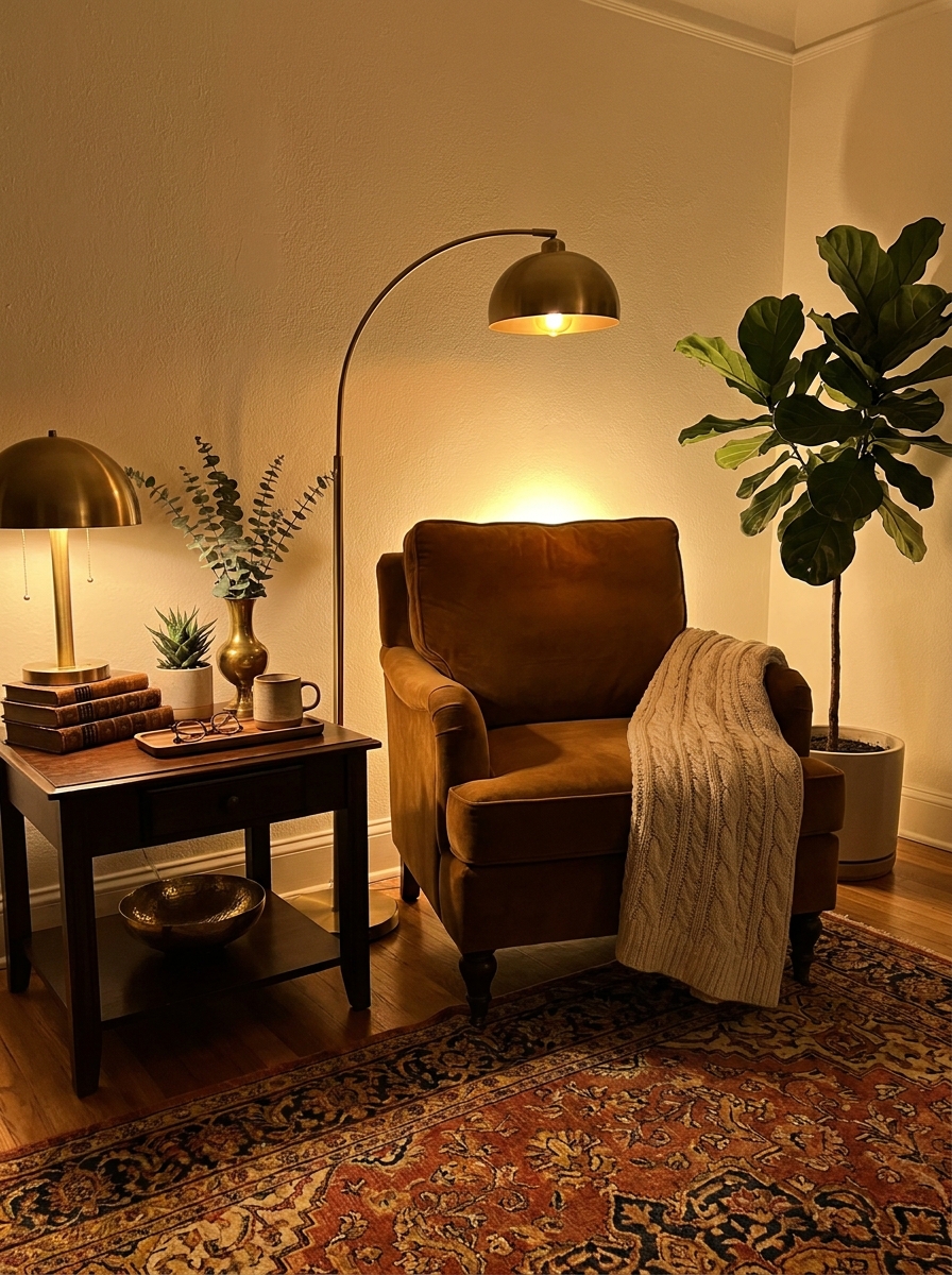 Layer Floor Lamps Behind Furniture for Depth