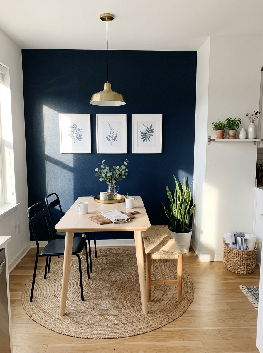 Two-Tone Walls Create Dining Boundaries