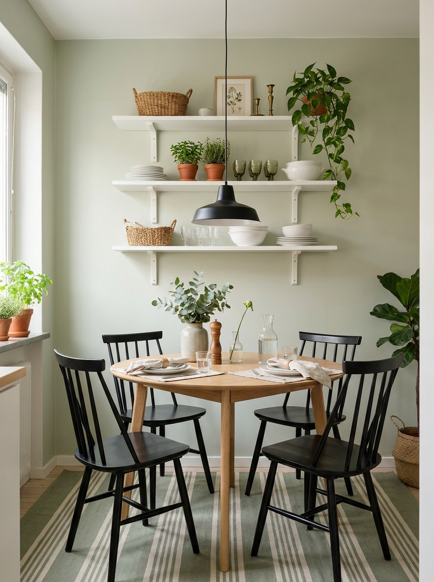 Open Shelving Above Creates a Dining Hutch Feel