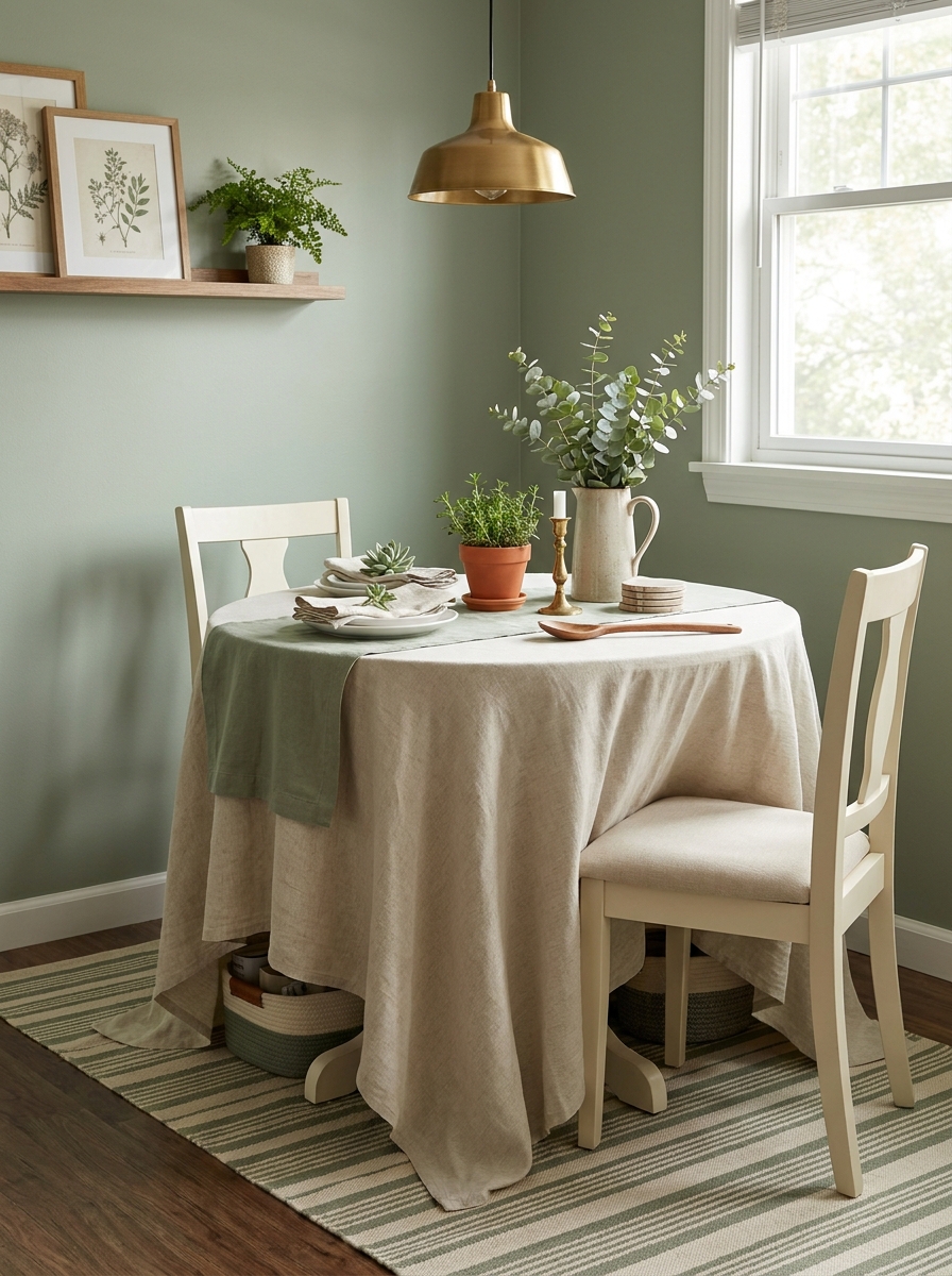Skirted Tablecloths Hide Storage Underneath