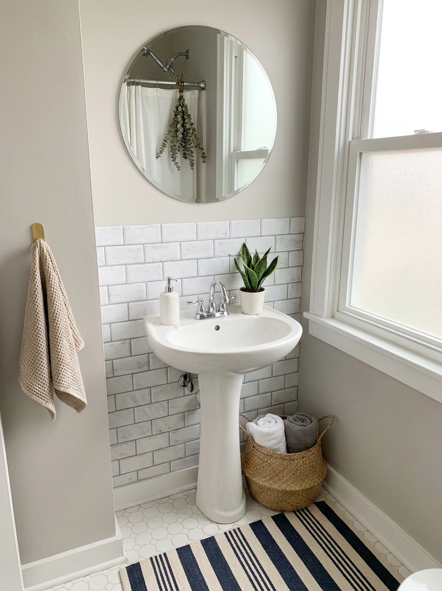 Peel-and-Stick Subway Tile Behind the Sink