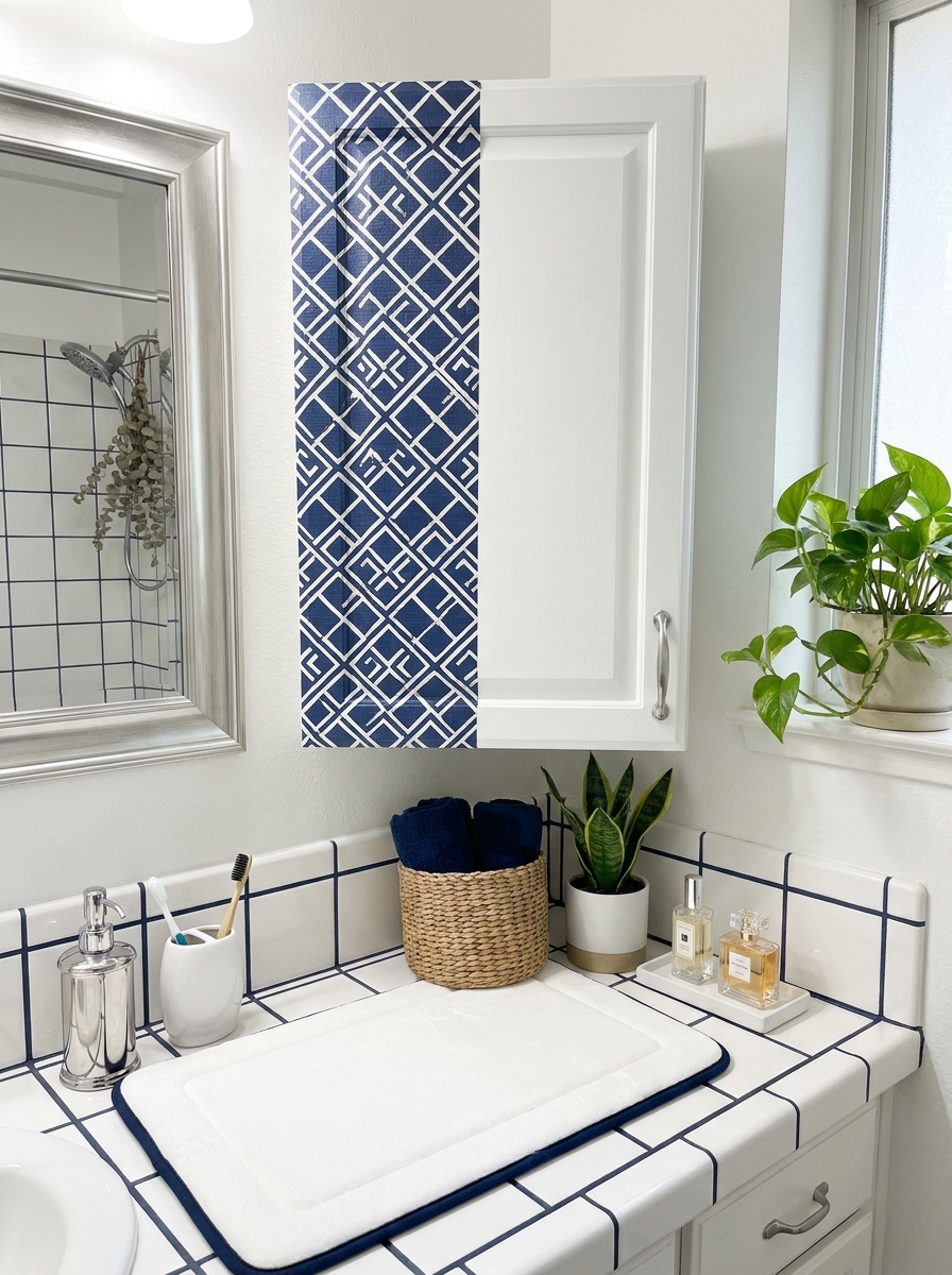 Removable Wallpaper on Cabinet Doors
