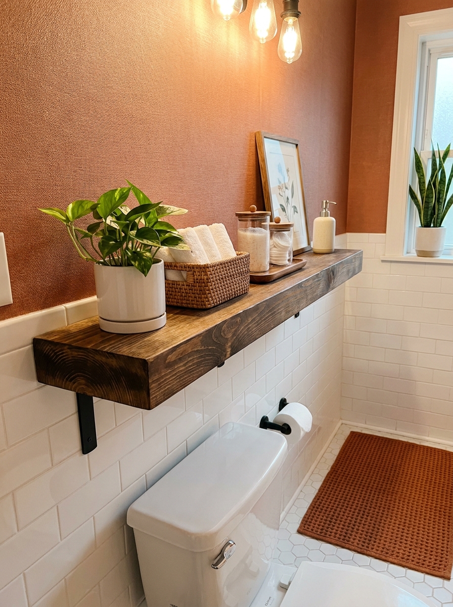 Faux Wood Beam Shelf with Adhesive Brackets
