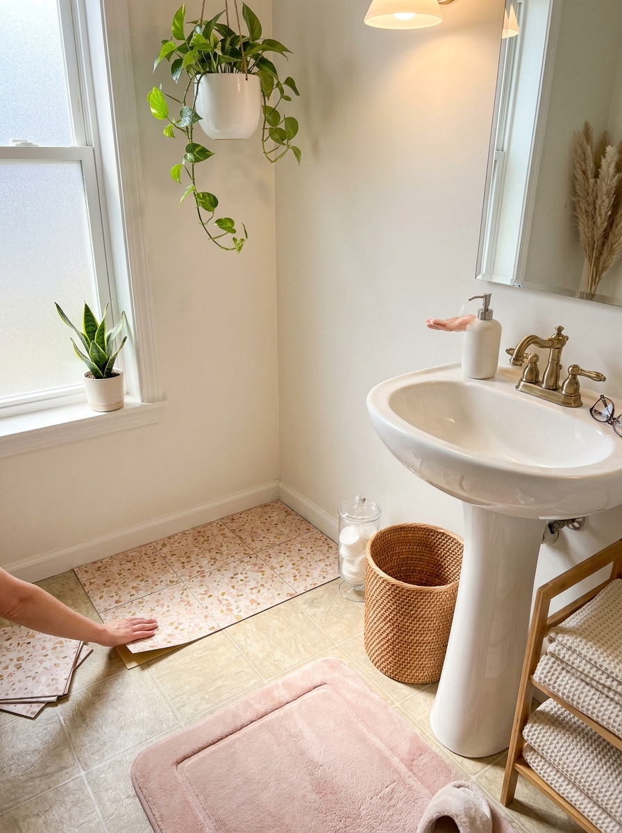 Faux Terrazzo Stick-On Flooring Squares