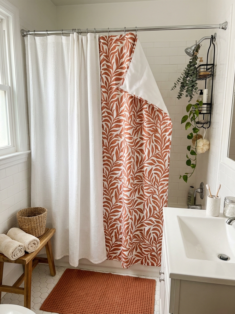 Reversible Shower Liner with Bold Pattern