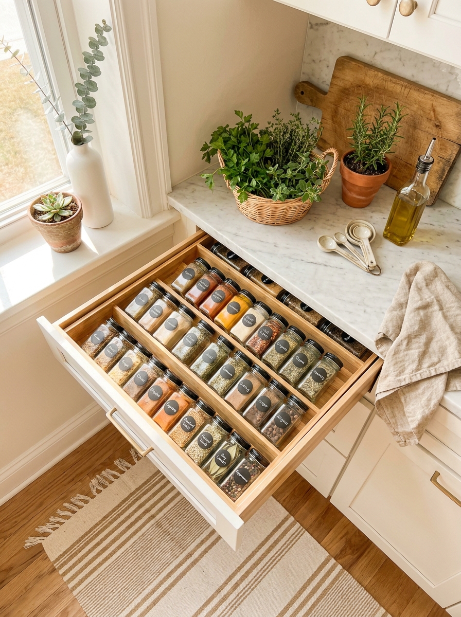 Spice Drawer Inserts That End the Cabinet Avalanche