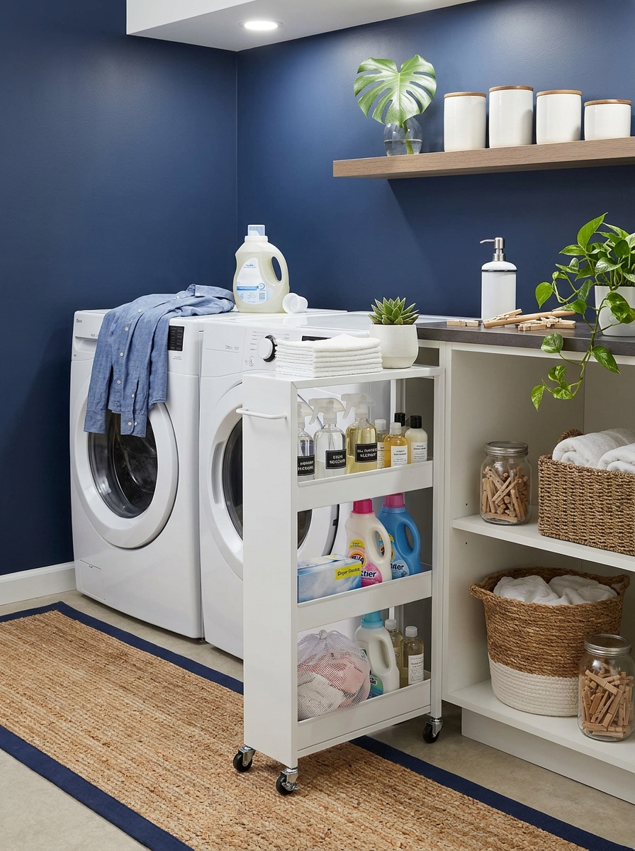 Slim Rolling Cart That Fits Beside Your Washer