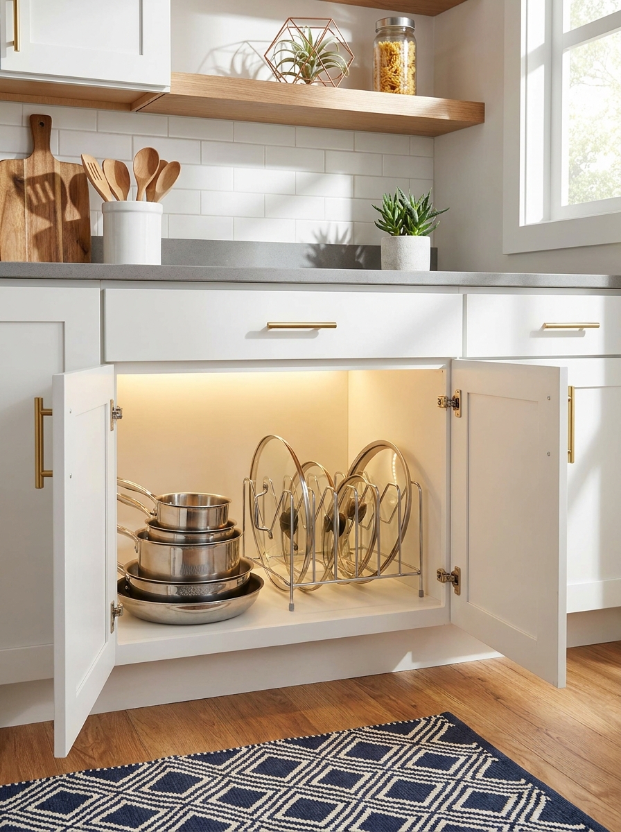 Pot and Pan Lid Organizer That Ends Kitchen Cabinet Chaos