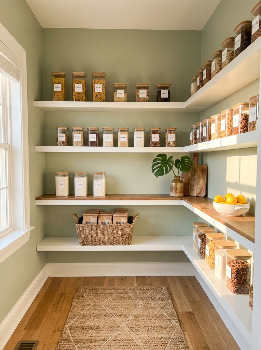 Matching Glass Jars for Pantry Perfection