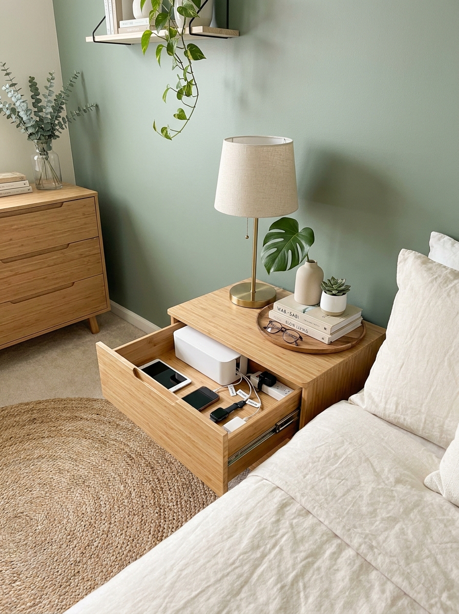 Charging Station Drawer for a Cord-Free Nightstand